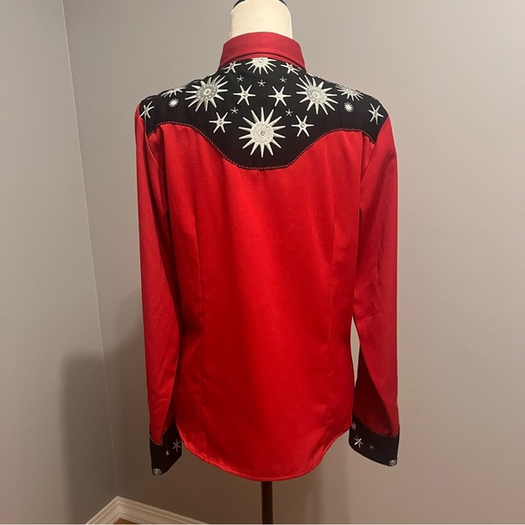 Roper Red and Black Western Shirt with Star Burst Design - Picture 8 of 13